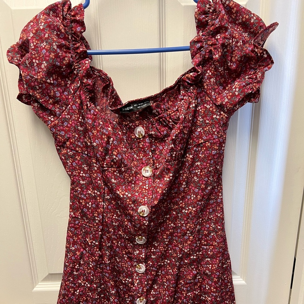 Red floral mini dress size large